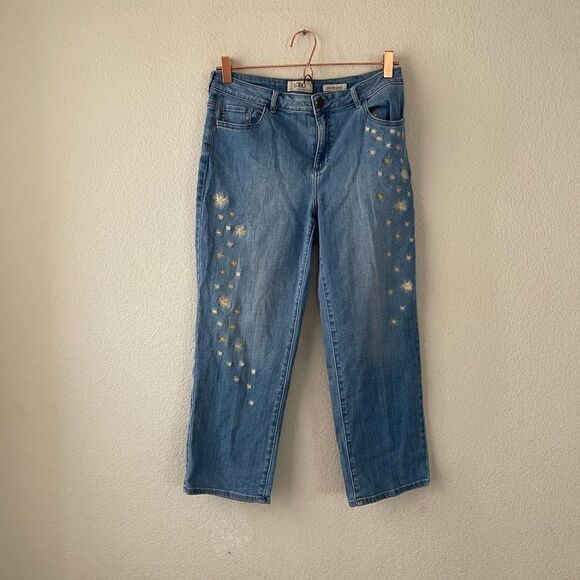Logo Lori Goldstein embroidered boyfriend fit jeans - Picture 1 of 9